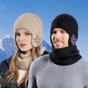 Cappello Invernale con Paraorecchie e Sciarpa Lana Lavorata a Maglia
