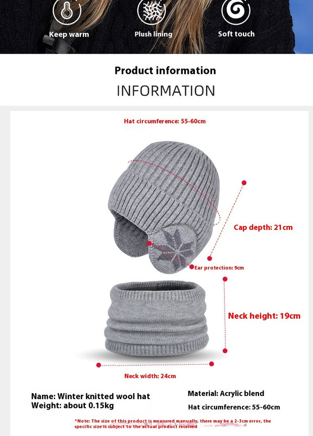 Cappello Invernale con Paraorecchie e Sciarpa Lana Lavorata a Maglia