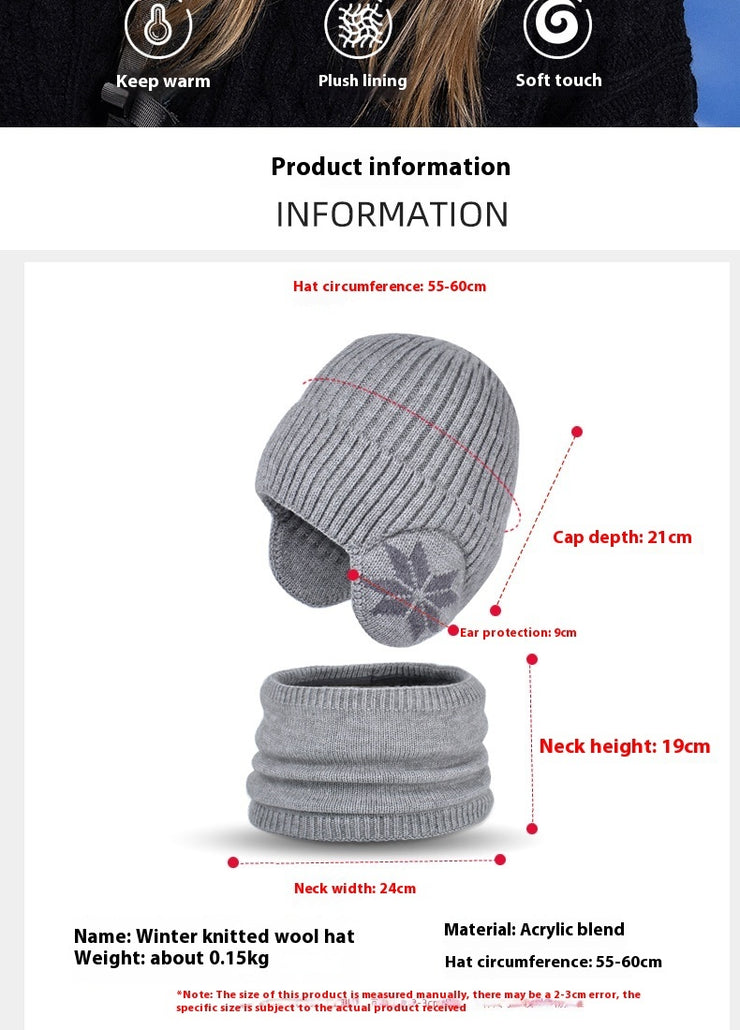 Cappello Invernale con Paraorecchie e Sciarpa Lana Lavorata a Maglia