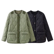 Giacca Trapuntata Unisex con Motivo a Rombi Stile Casual